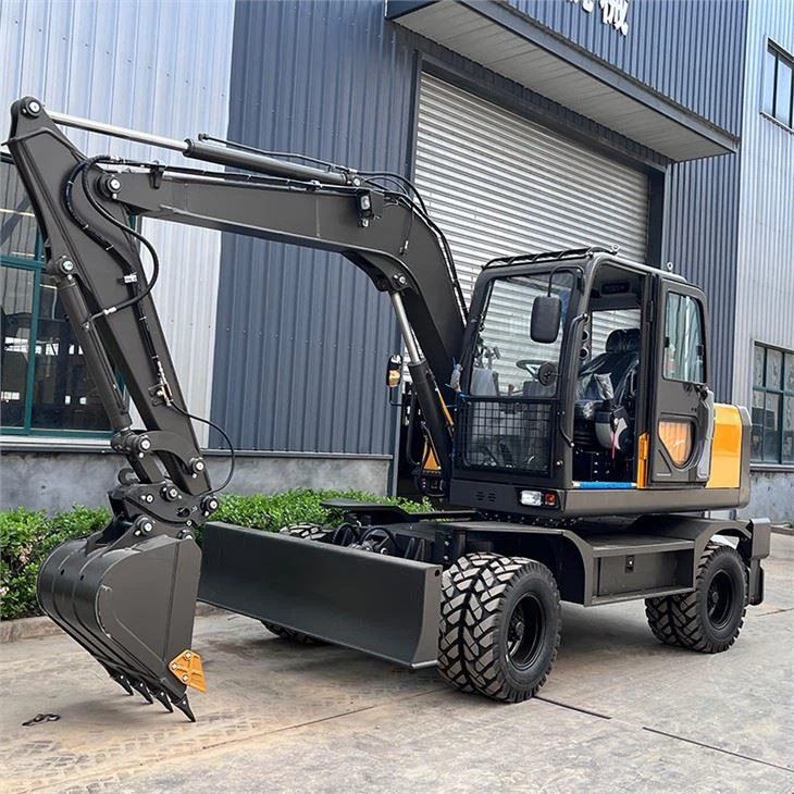 Grote graafmachine op wielen